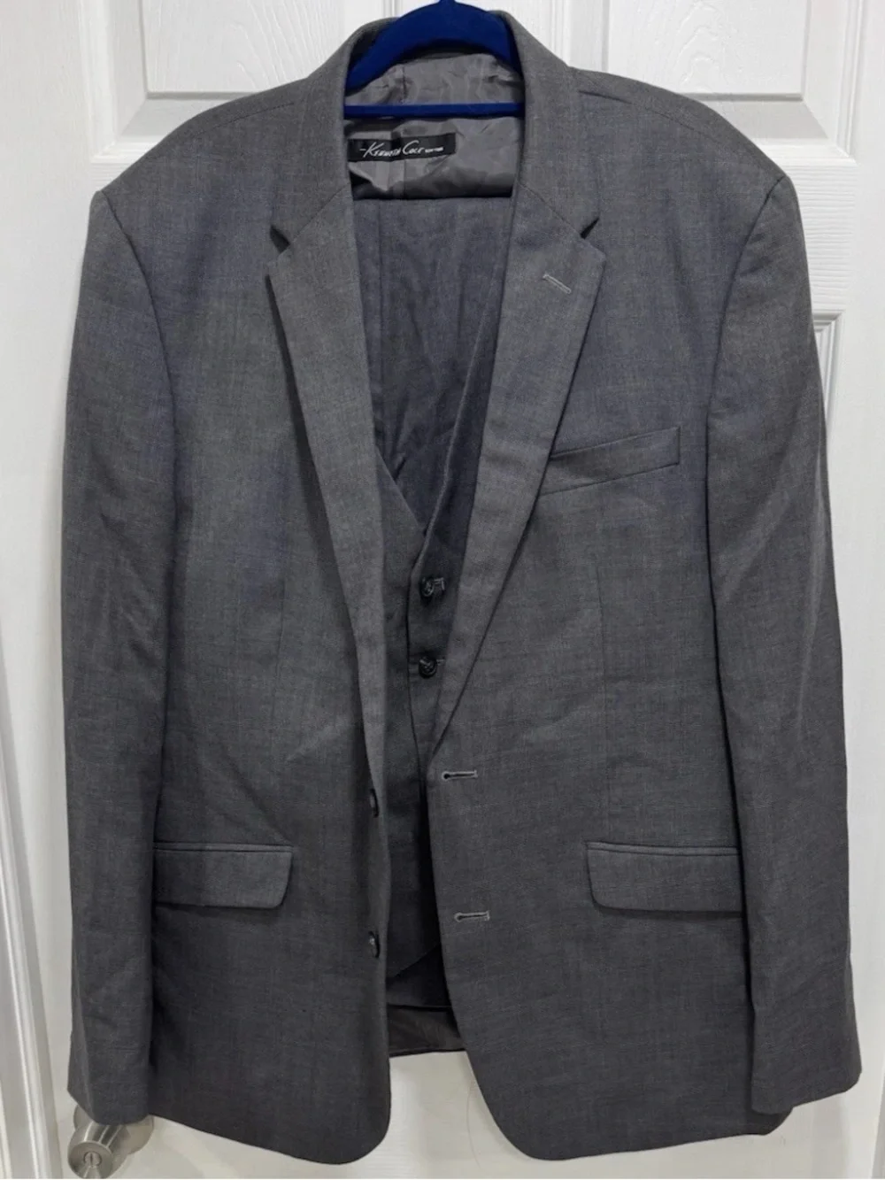 Kenneth Cole New York Charcoal Gray Three Piece Suit with Vest